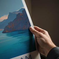 MUSANDAM Poster - Oman Travel Art - Dramatic Fjord Landscape Home Decor