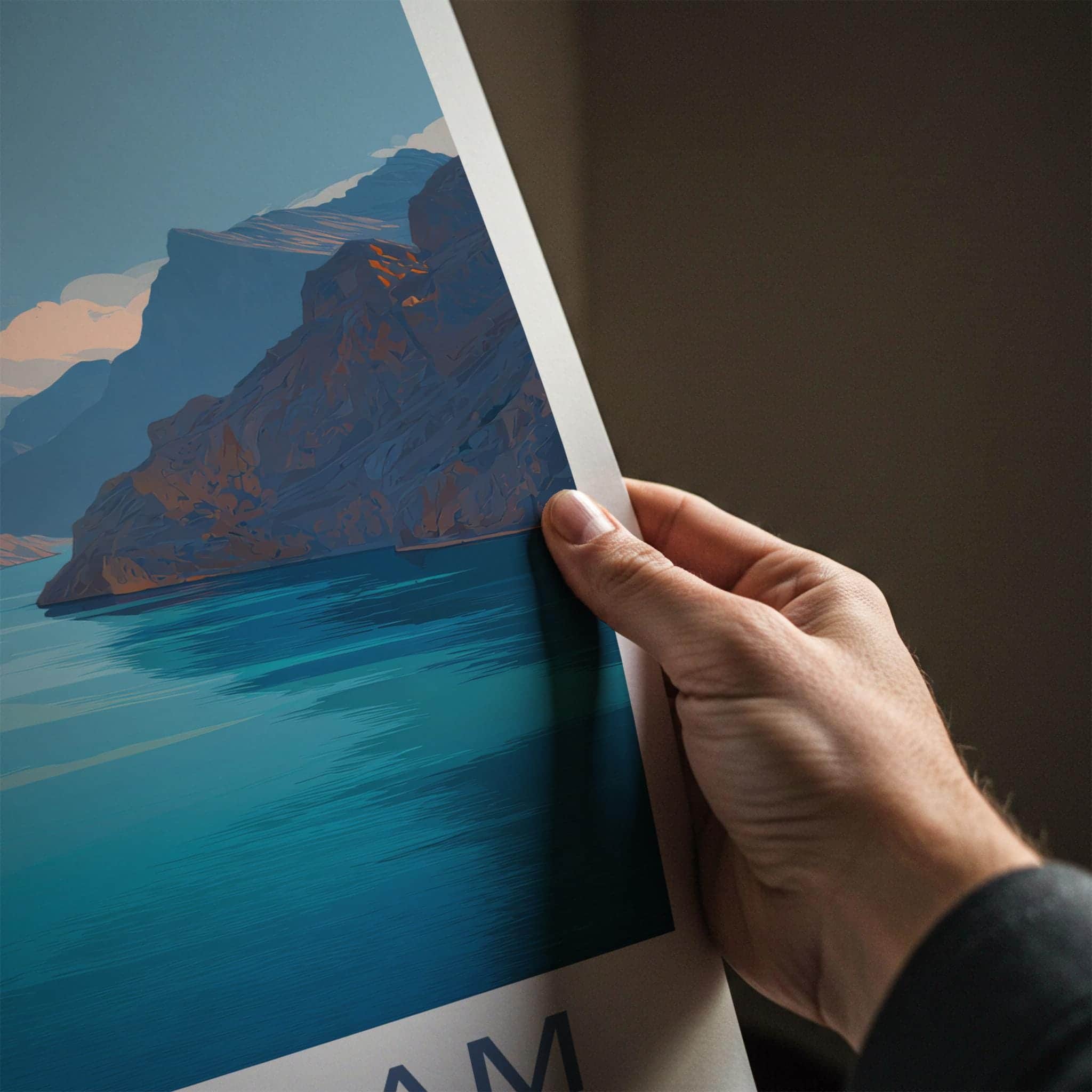 MUSANDAM Poster - Oman Travel Art - Dramatic Fjord Landscape Home Decor