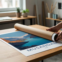 MUSANDAM Poster - Oman Travel Art - Dramatic Fjord Landscape Home Decor