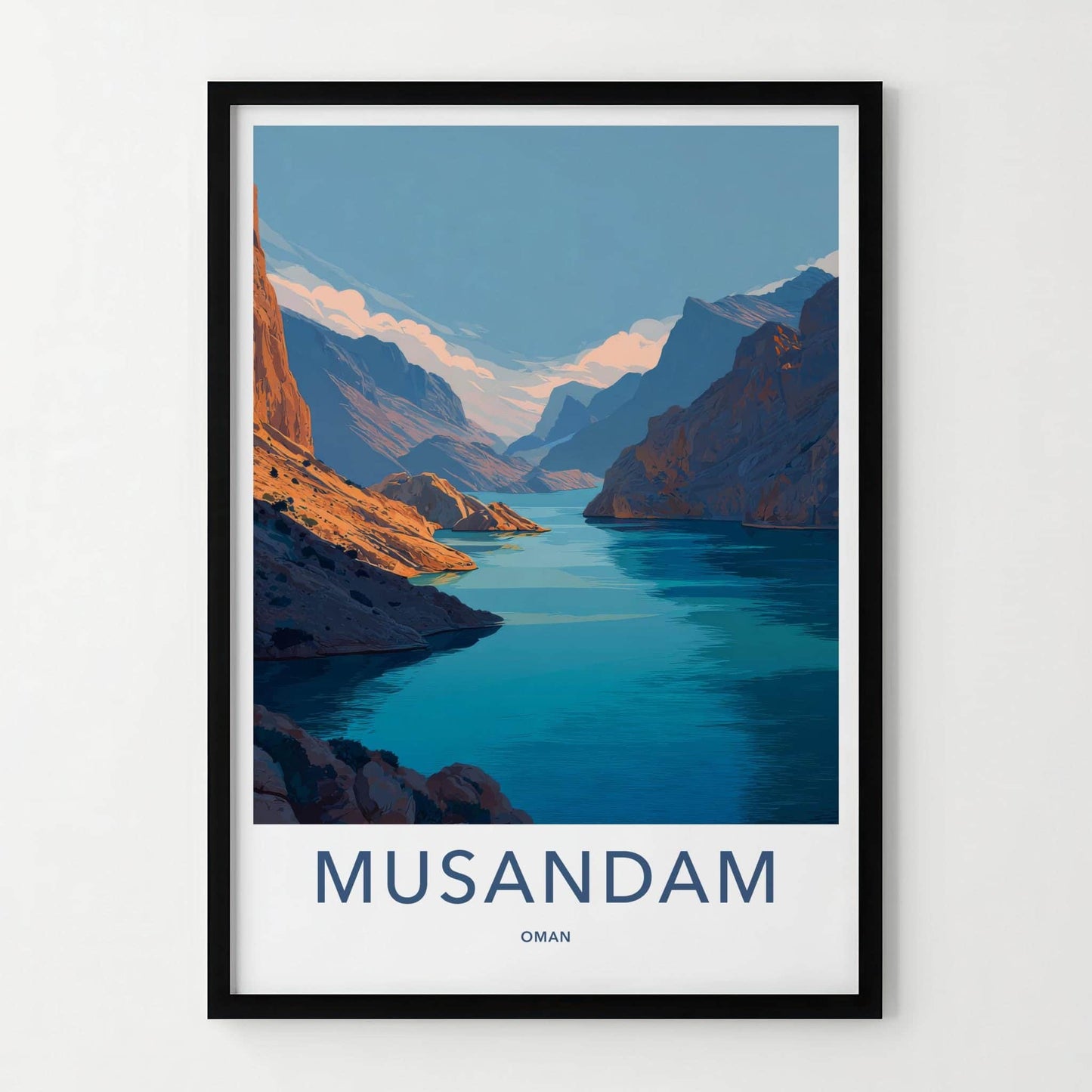 MUSANDAM Poster - Oman Travel Art - Dramatic Fjord Landscape Home Decor