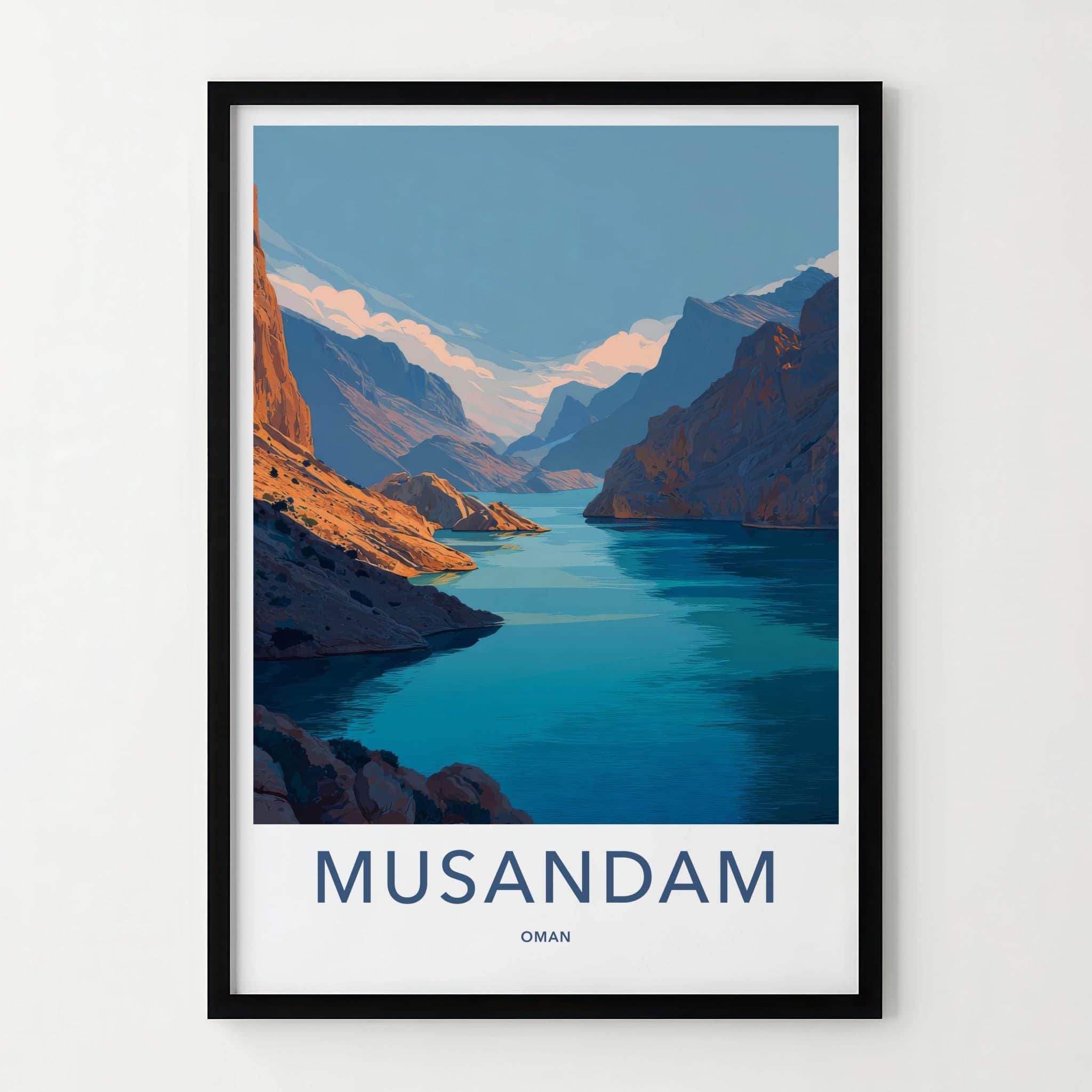 MUSANDAM Poster - Oman Travel Art - Dramatic Fjord Landscape Home Decor