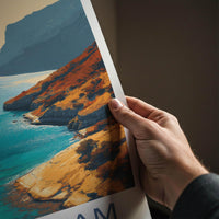 Musandam Poster - Oman Travel Print - Fjord Blue Water Home Decor