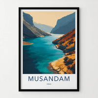Musandam Poster - Oman Travel Print - Fjord Blue Water Home Decor