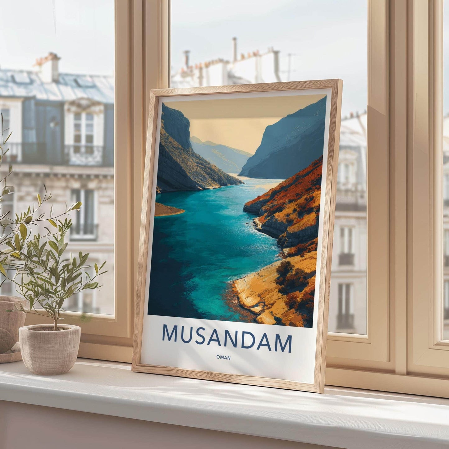 Musandam Poster - Oman Travel Print - Fjord Blue Water Home Decor