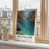 Musandam Poster - Oman Travel Print - Fjord Like Inlet Lounge Decor