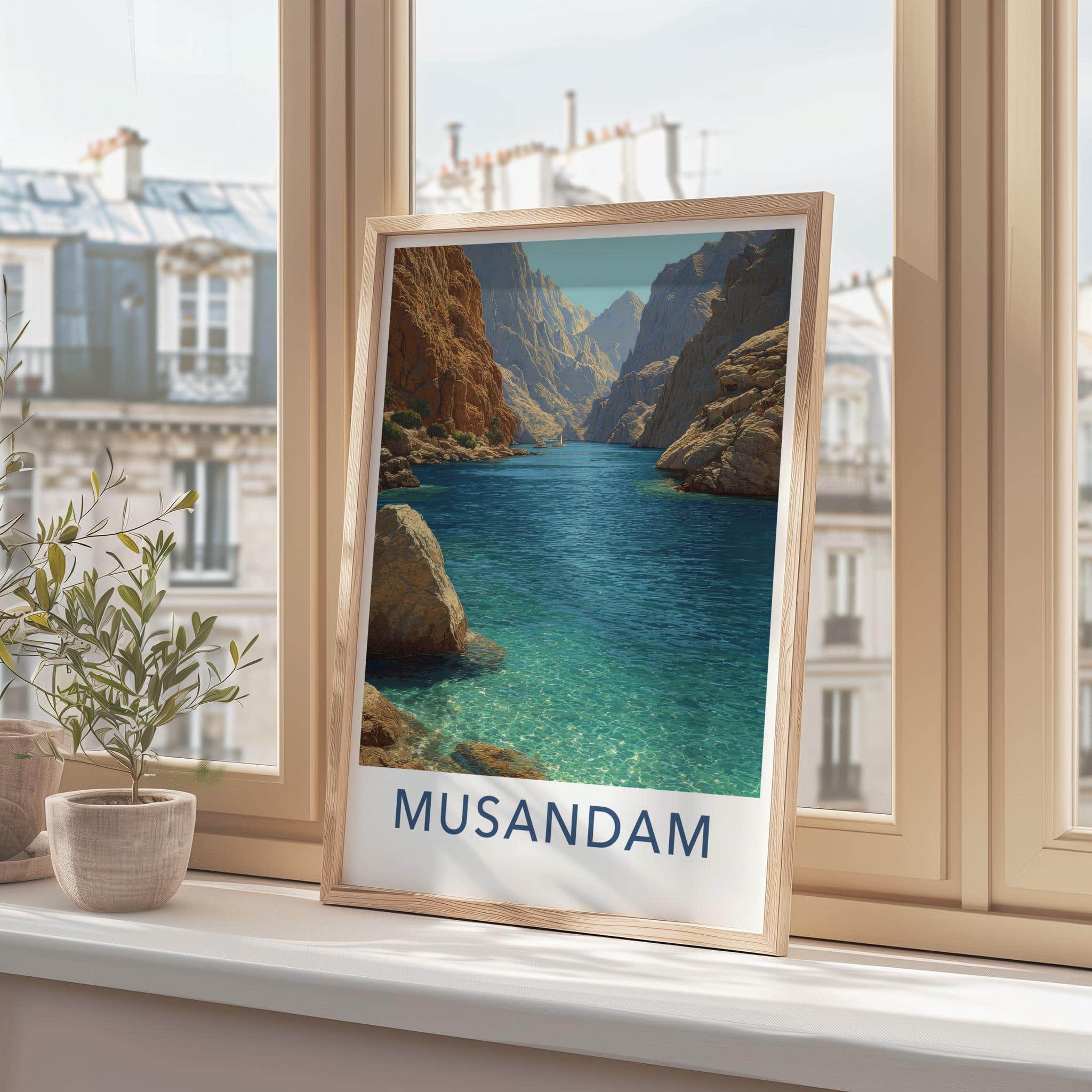 Musandam Poster - Oman Travel Print - Fjord Like Inlet Lounge Decor