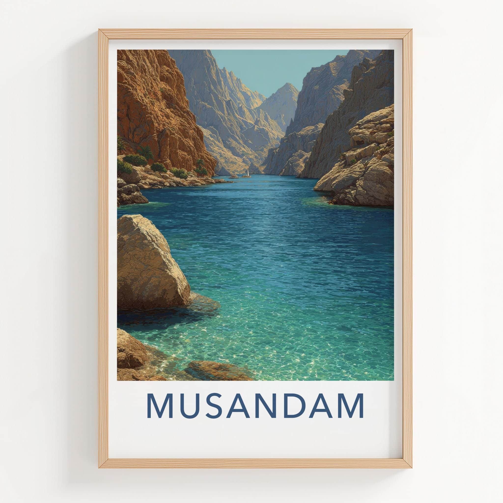 Musandam Poster - Oman Travel Print - Fjord Like Inlet Lounge Decor