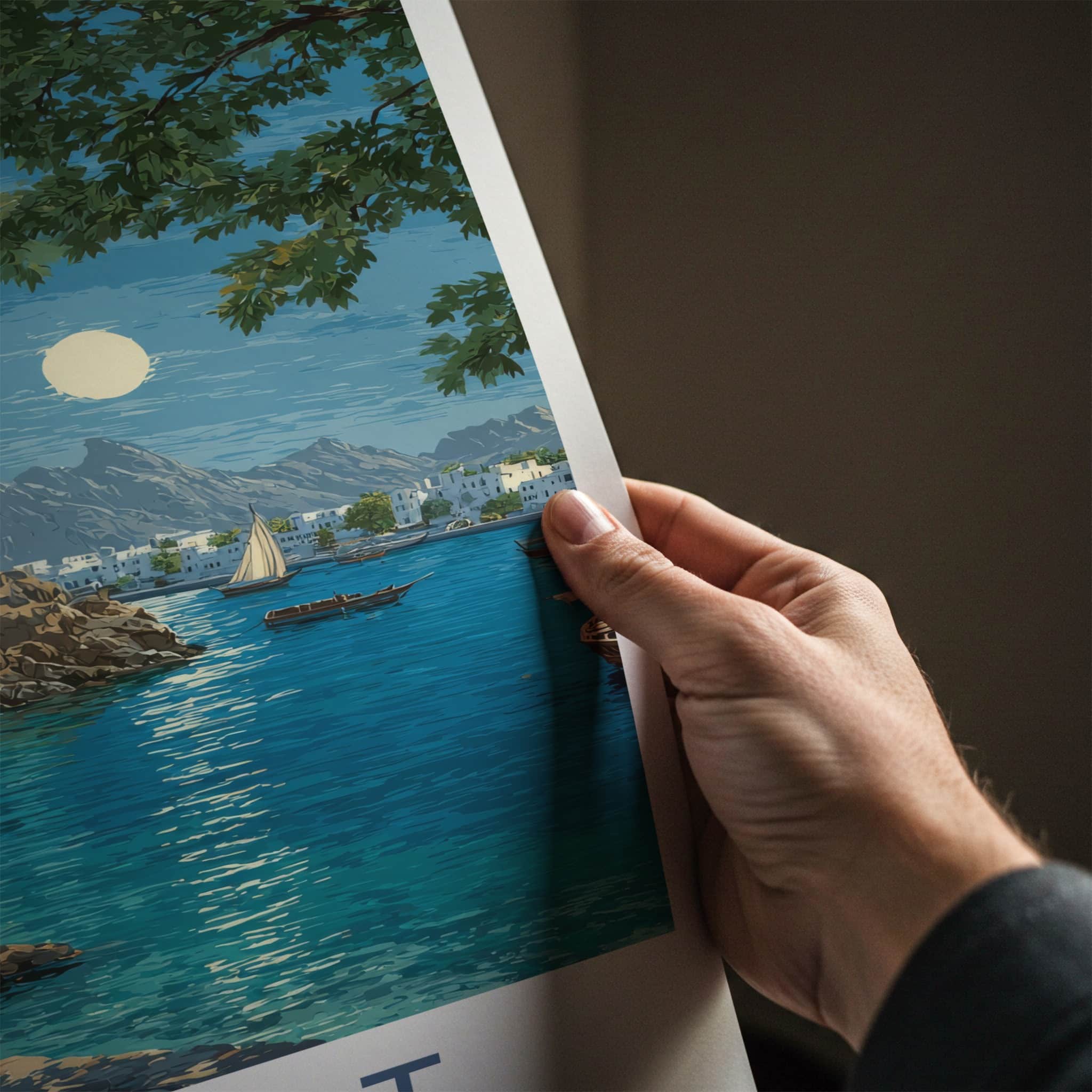 Muscat Poster - Oman Wall Art - Coastal City Moonlight Home Decor