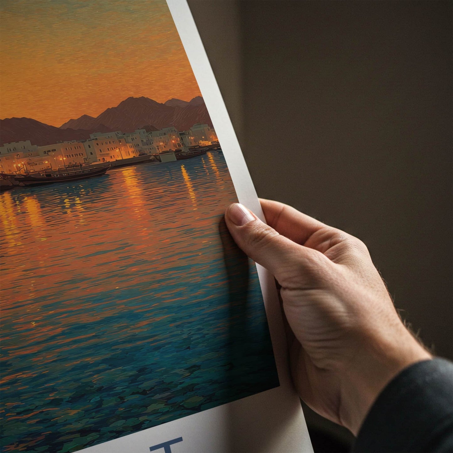 Muscat Poster - Oman Wall Art - Coastal City Sunset Home Decor