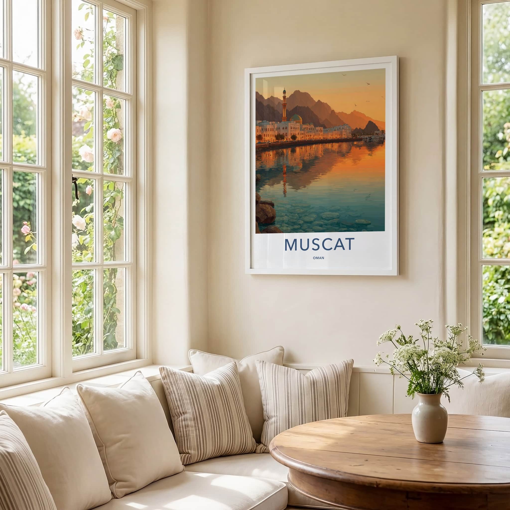 Muscat Poster - Oman Wall Art - Sunset Cityscape Wall Decor