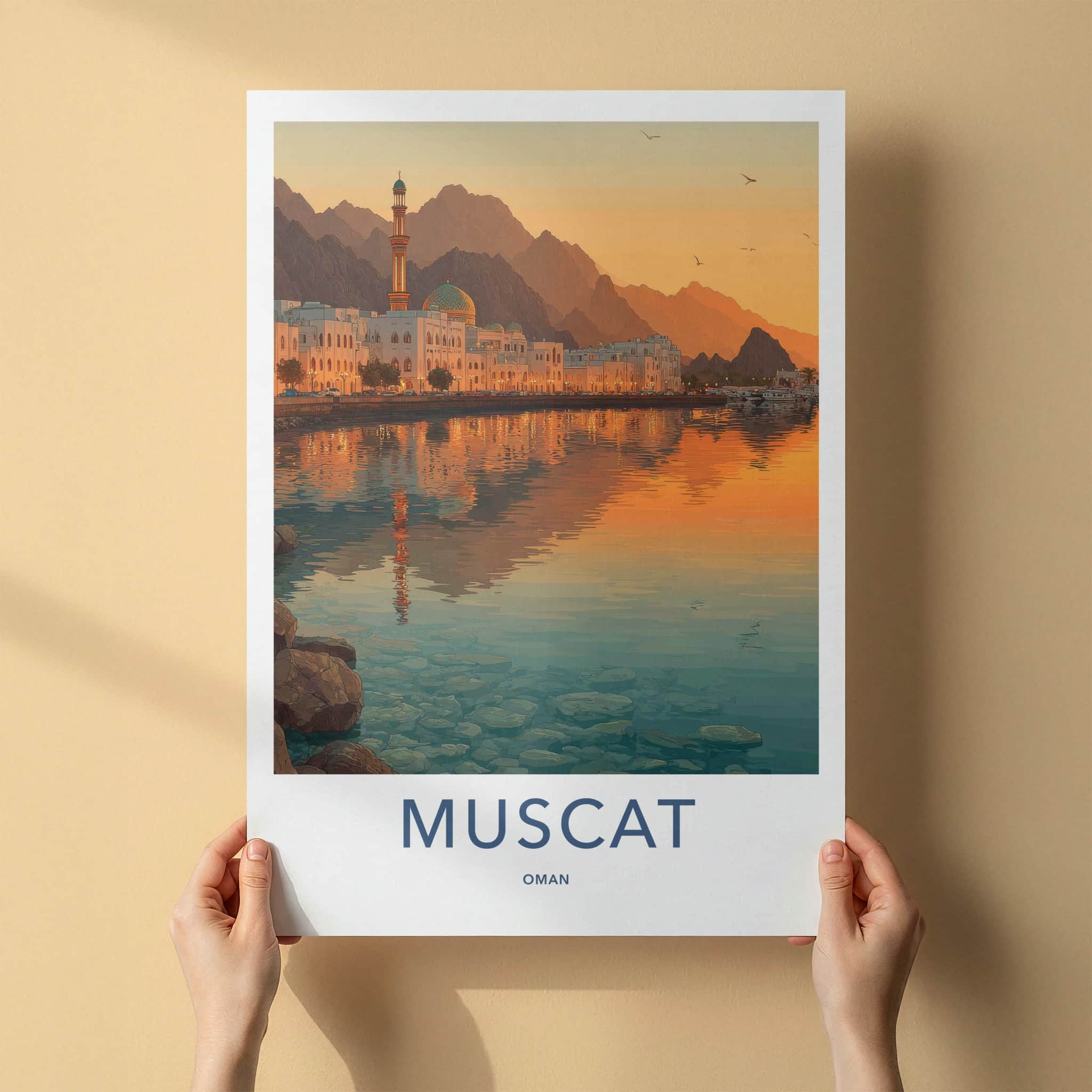 Muscat Poster - Oman Wall Art - Sunset Cityscape Wall Decor