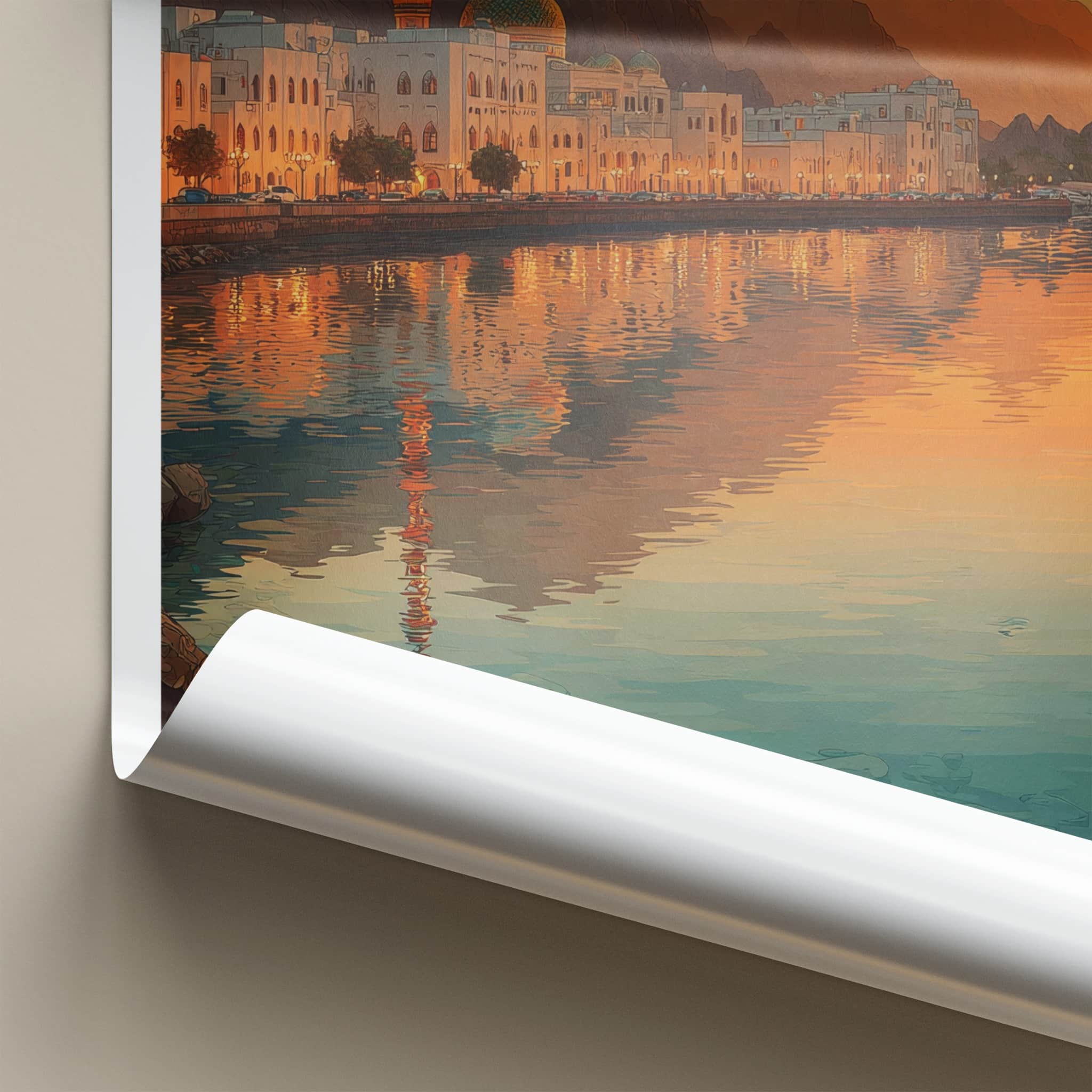 Muscat Poster - Oman Wall Art - Sunset Cityscape Wall Decor