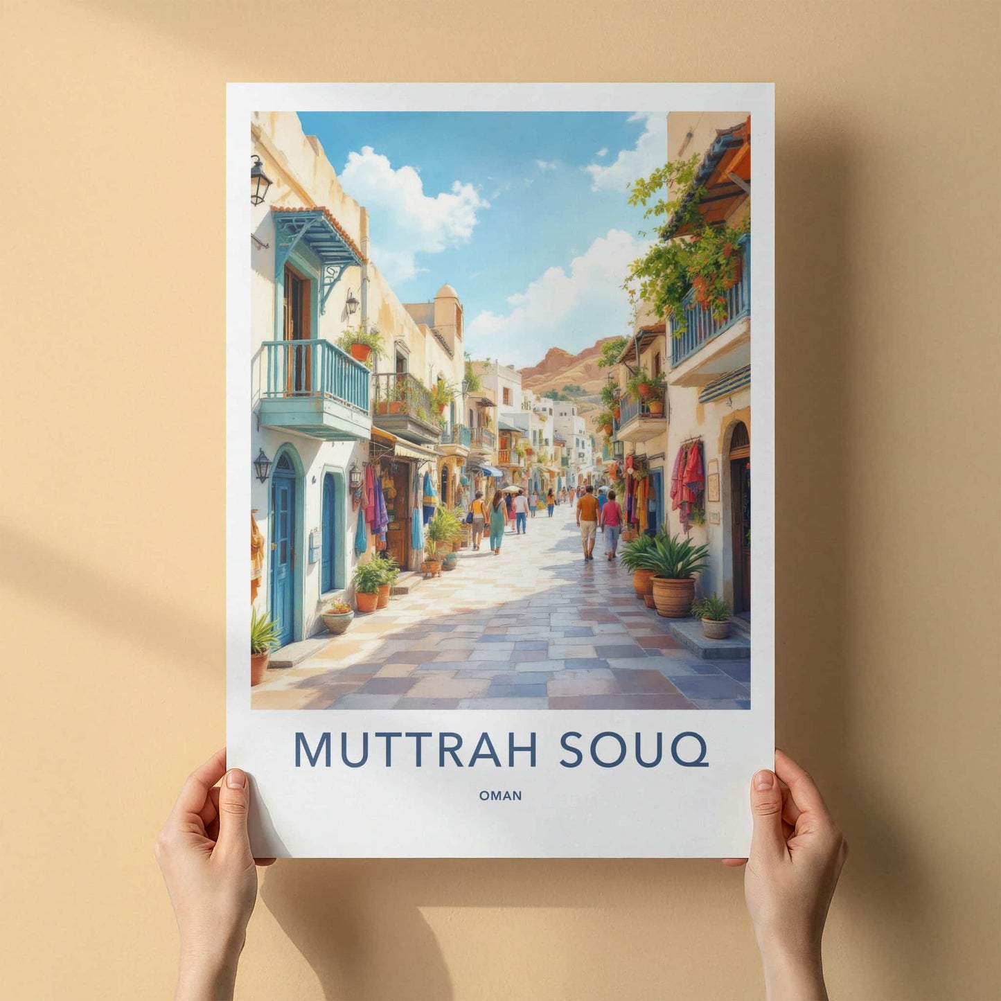 Muttrah Souq Poster - Oman Art Print - Vibrant Market Street Wall Decor