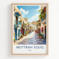 Muttrah Souq Poster - Oman Art Print - Vibrant Market Street Wall Decor