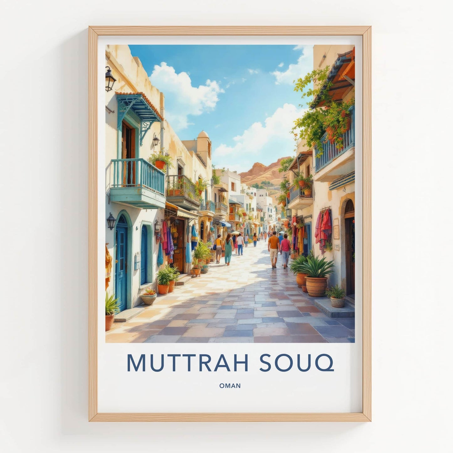 Muttrah Souq Poster - Oman Art Print - Vibrant Market Street Wall Decor