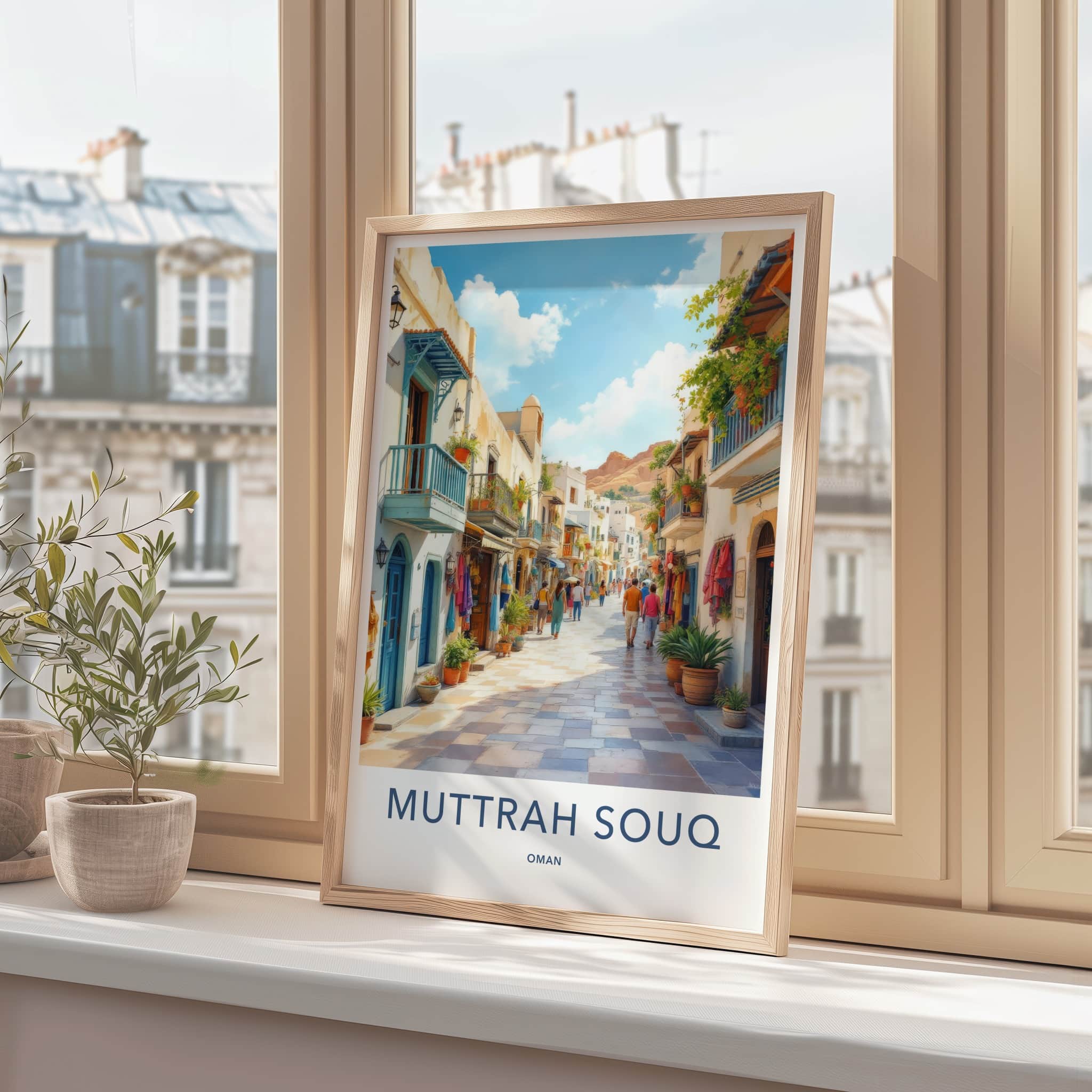 Muttrah Souq Poster - Oman Art Print - Vibrant Market Street Wall Decor