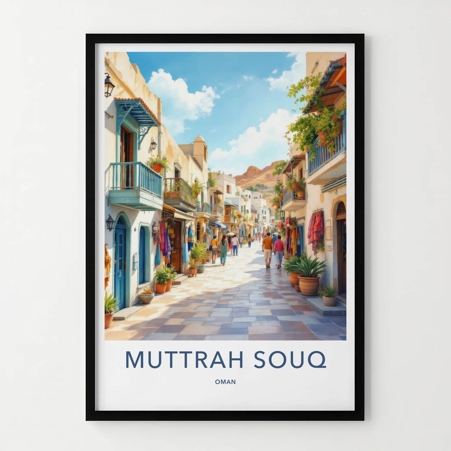 Muttrah Souq Poster - Oman Art Print - Vibrant Market Street Wall Decor