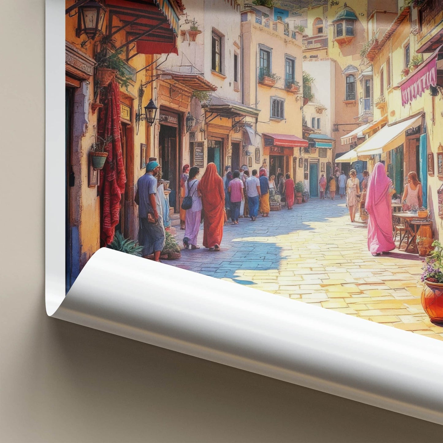 Muttrah Souq Poster - Oman Travel Art - Bustling Market Street Home Decor