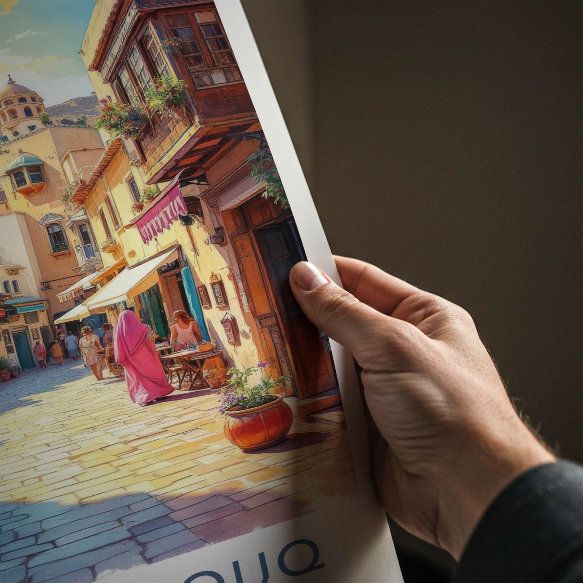 Muttrah Souq Poster - Oman Travel Art - Bustling Market Street Home Decor