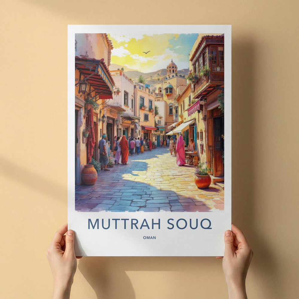 Muttrah Souq Poster - Oman Travel Art - Bustling Market Street Home Decor