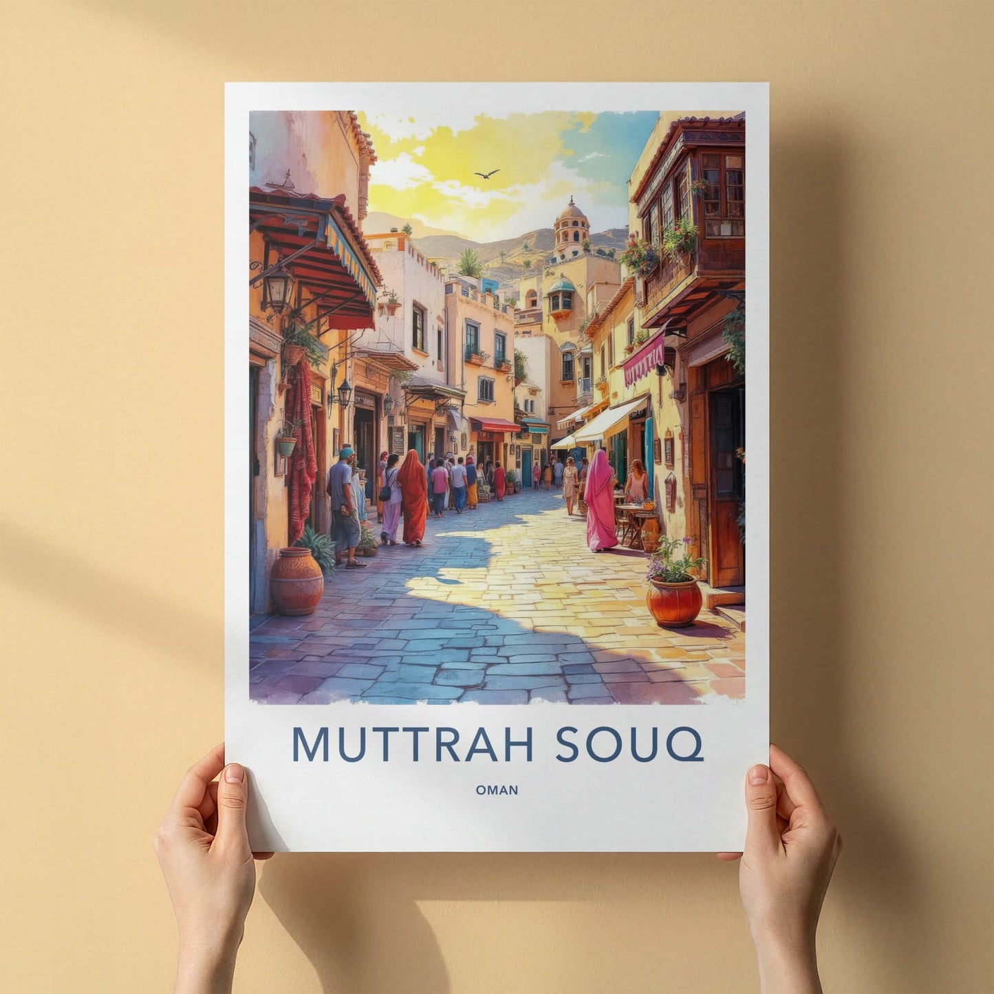 Muttrah Souq Poster - Oman Travel Art - Bustling Market Street Home Decor
