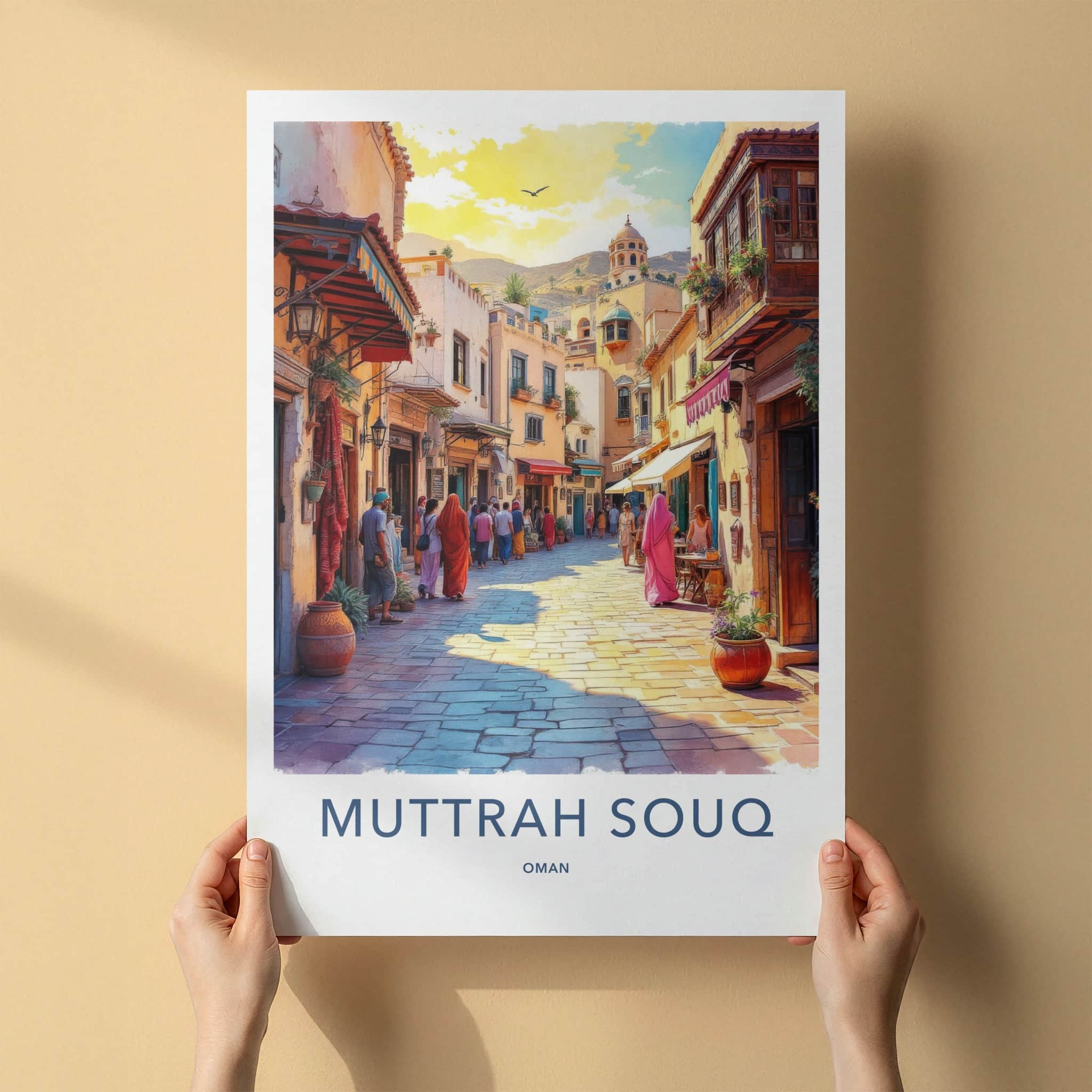 Muttrah Souq Poster - Oman Travel Art - Bustling Market Street Home Decor