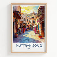 Muttrah Souq Poster - Oman Travel Art - Bustling Market Street Home Decor