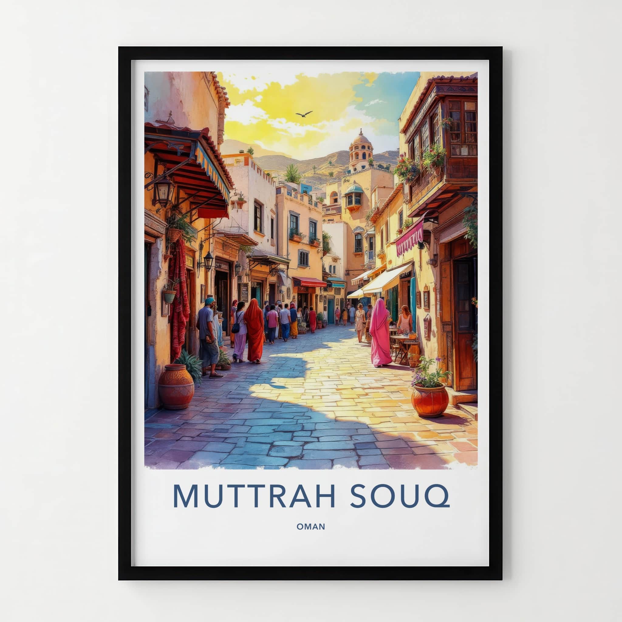 Muttrah Souq Poster - Oman Travel Art - Bustling Market Street Home Decor