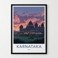 Mysore Palace Poster - India Art Print - Karnataka Palace Dusk Elephants Wall Decor
