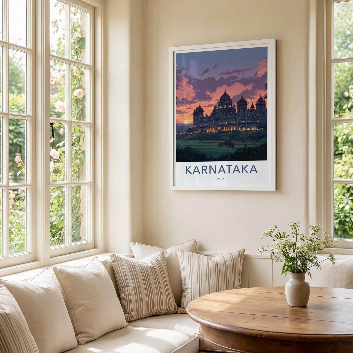 Mysore Palace Poster - India Art Print - Karnataka Palace Dusk Elephants Wall Decor