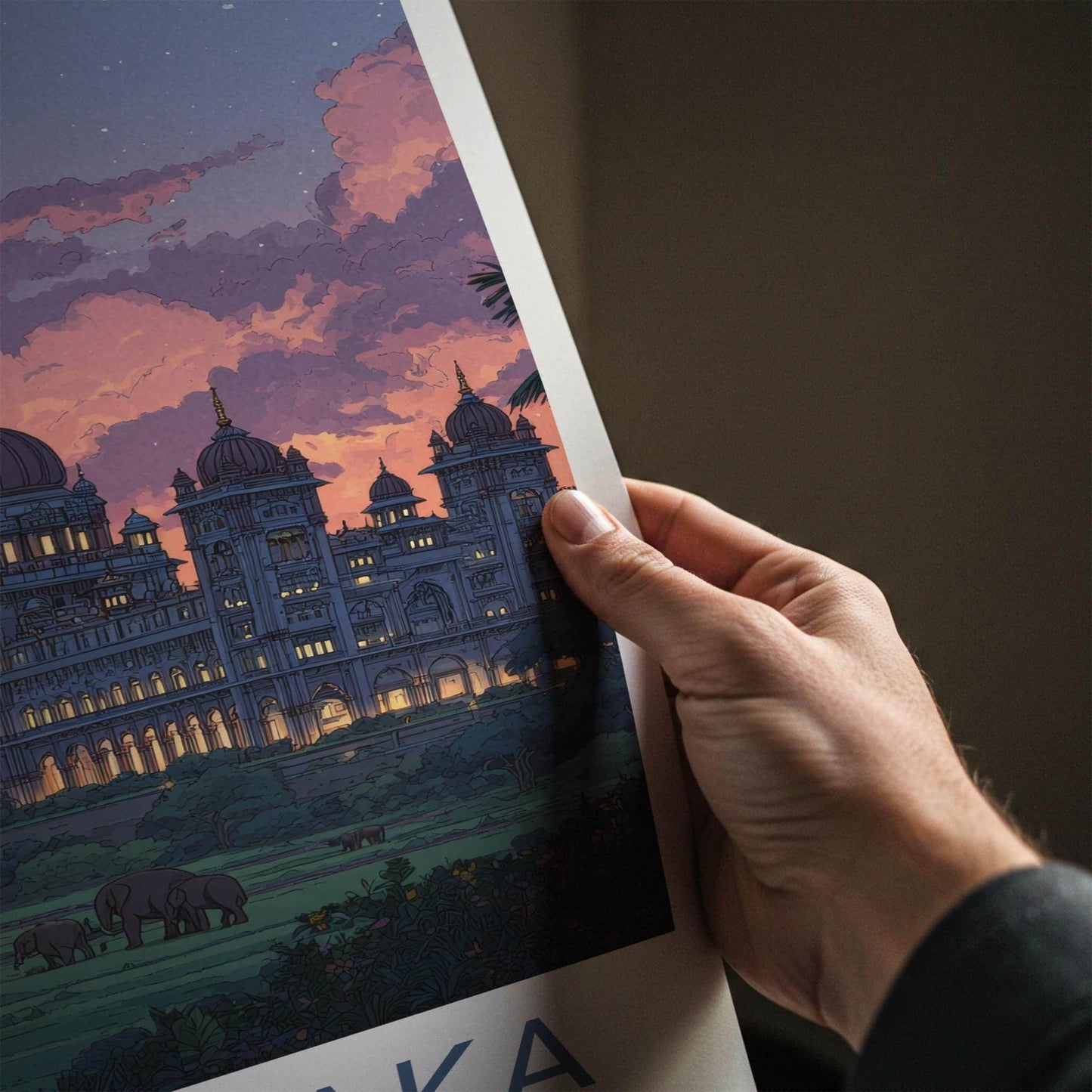 Mysore Palace Poster - India Art Print - Karnataka Palace Dusk Elephants Wall Decor