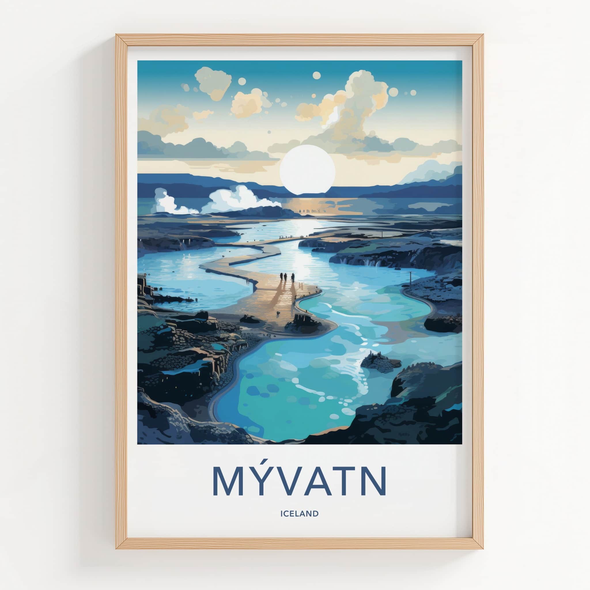 Myvatn Poster - Iceland Travel Art - Blue Geothermal Lagoon Home Decor