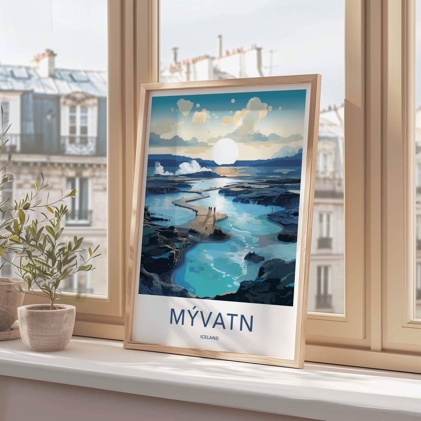 Myvatn Poster - Iceland Travel Art - Blue Geothermal Lagoon Home Decor