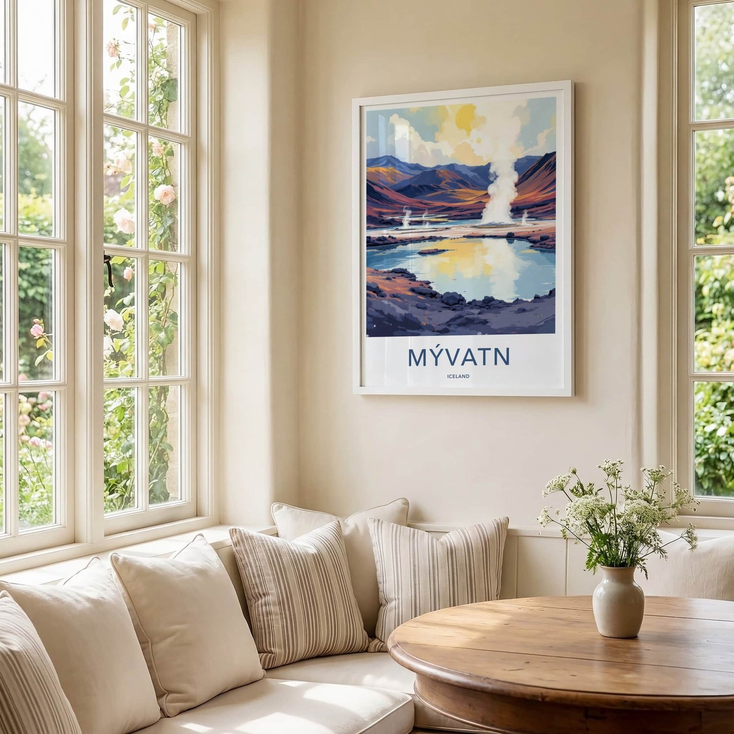 Myvatn Poster - Iceland Travel Art - Steaming Geothermal Lake Home Decor