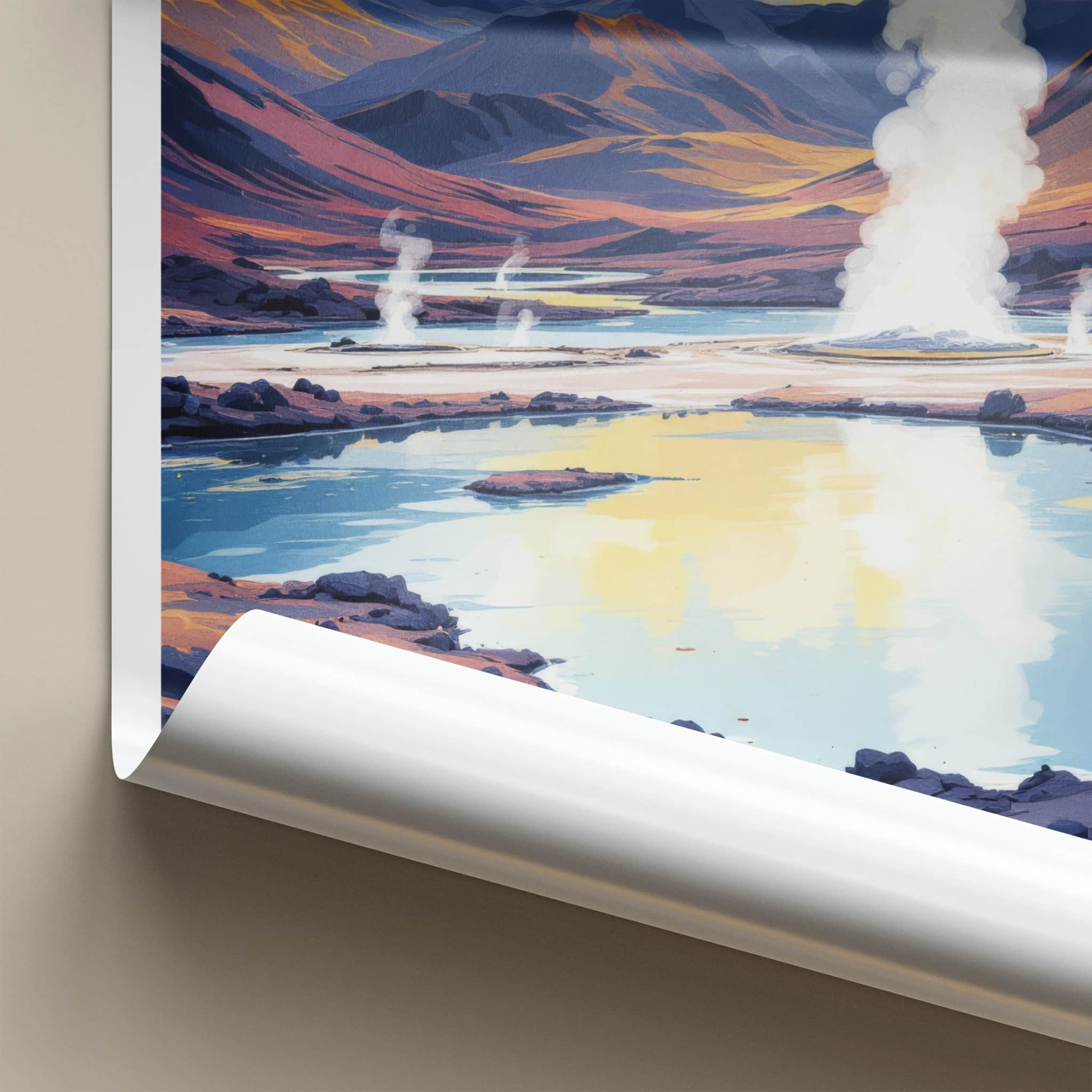 Myvatn Poster - Iceland Travel Art - Steaming Geothermal Lake Home Decor