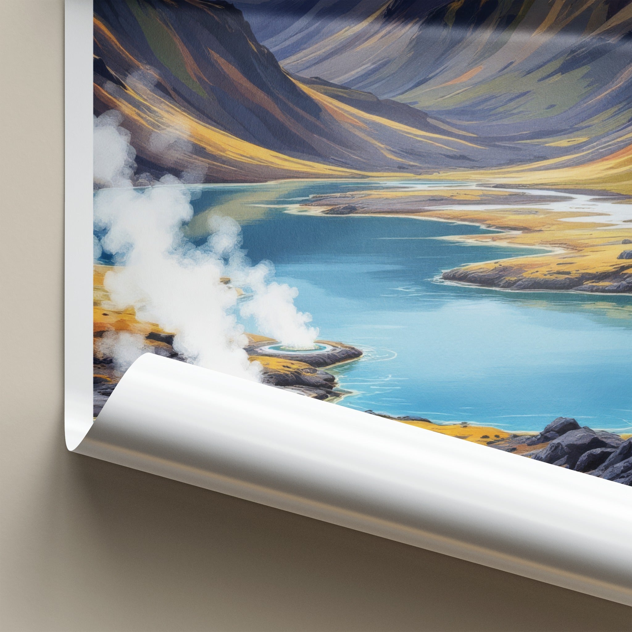 Myvatn Poster - Iceland Travel Art - Steaming Geothermal Lake Wall Decor