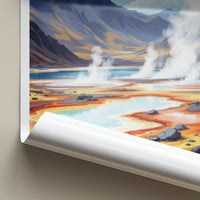 Myvatn Poster - Iceland Travel Art - Steaming Geothermal Pools Wall Decor