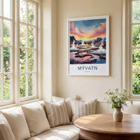 Myvatn Poster - Iceland Travel Art - Steaming Volcanic Pools Home Decor