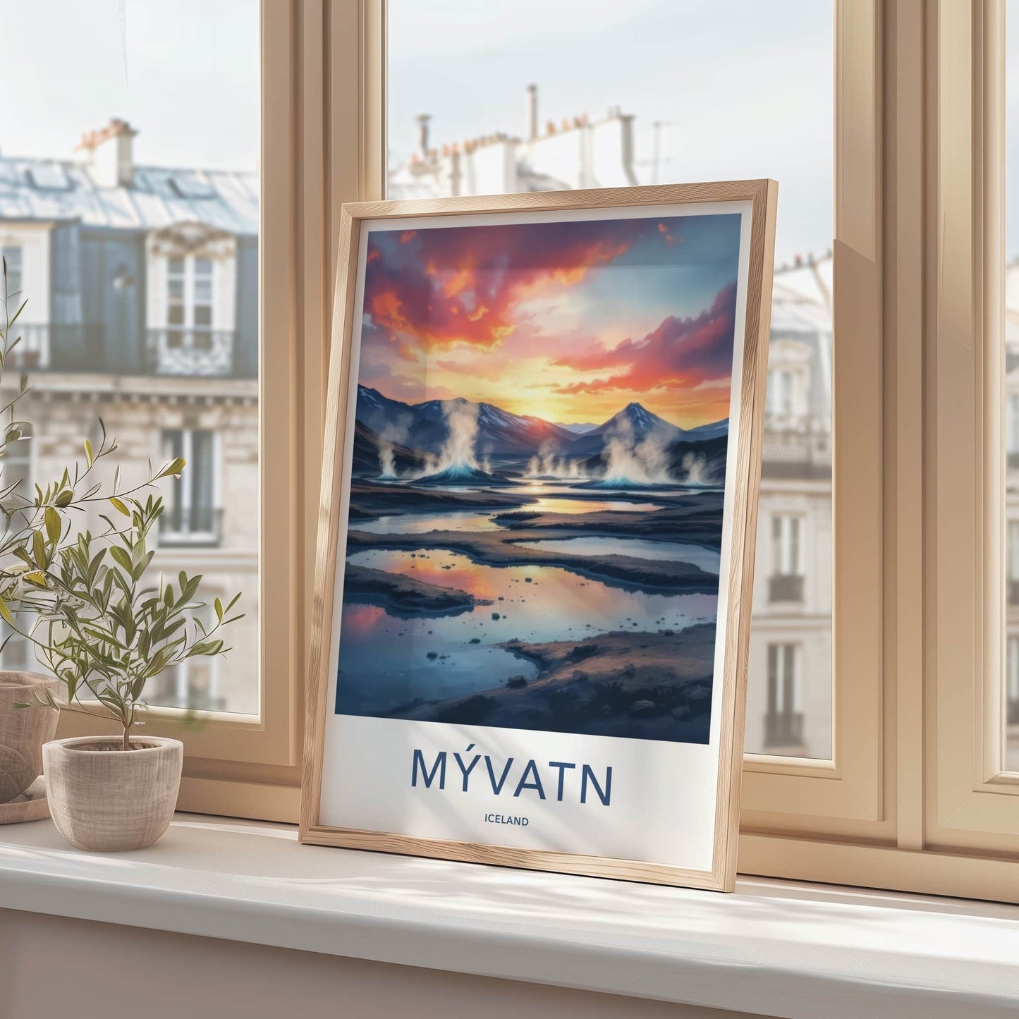 Myvatn Poster - Iceland Wall Art - Vibrant Geothermal Landscape Home Decor