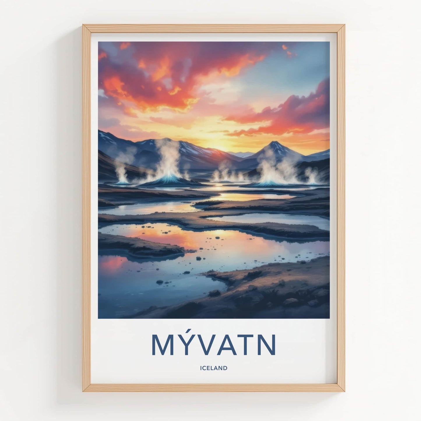 Myvatn Poster - Iceland Wall Art - Vibrant Geothermal Landscape Home Decor