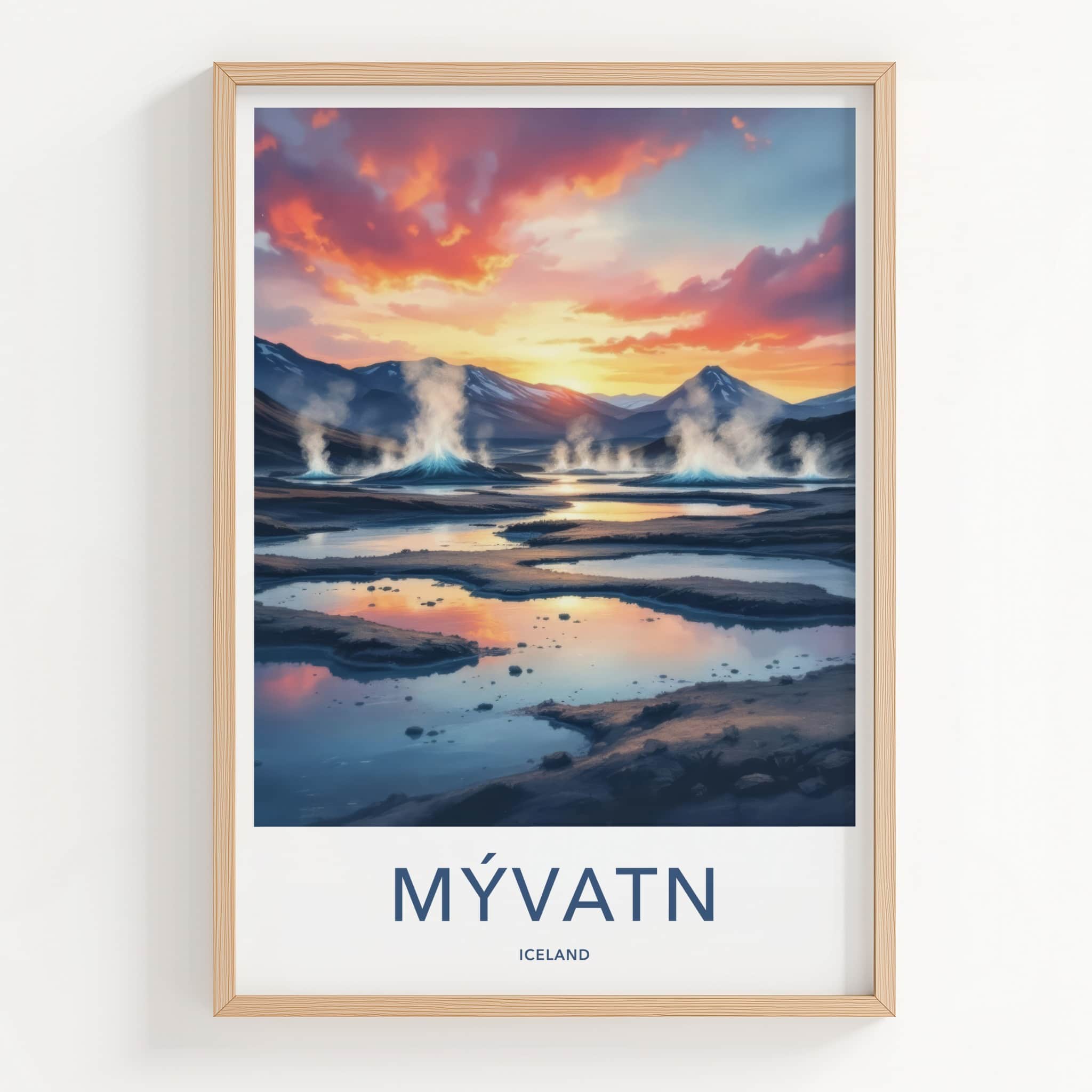 Myvatn Poster - Iceland Wall Art - Vibrant Geothermal Landscape Home Decor
