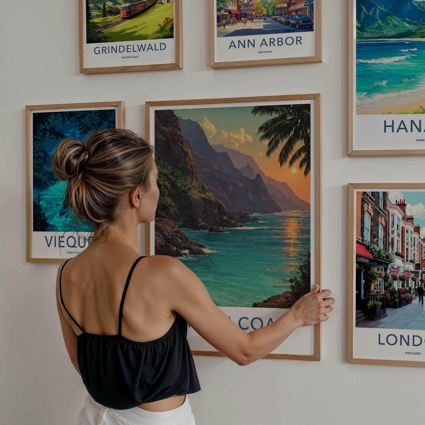 Na Pali Coast Poster - Hawaii Travel Art - Tropical Cliff Sunset Wall Decor