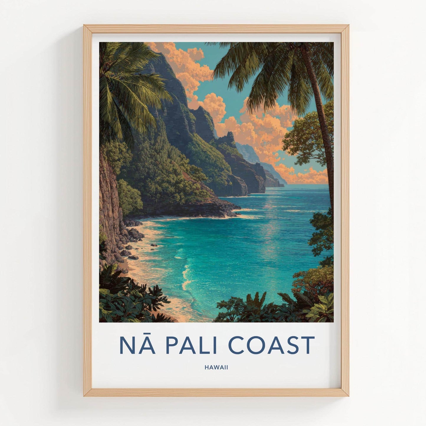 Na Pali Coast Poster - Hawaii Wall Art - Green Cliffs Ocean Home Decor