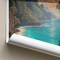 Na Pali Coast Poster - Hawaii Wall Art - Green Cliffs Ocean Home Decor