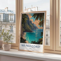 Na Pali Coast Poster - Hawaii Wall Art - Green Cliffs Ocean Home Decor