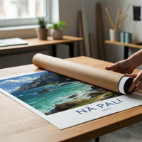 Na Pali Poster - Hawaii Travel Art - Dramatic Coastal Cliffs Home Decor