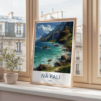 Na Pali Poster - Hawaii Travel Art - Dramatic Coastal Cliffs Home Decor