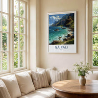 Na Pali Poster - Hawaii Travel Art - Dramatic Coastal Cliffs Home Decor