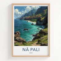 Na Pali Poster - Hawaii Wall Art - Green Cliffs Ocean Home Decor
