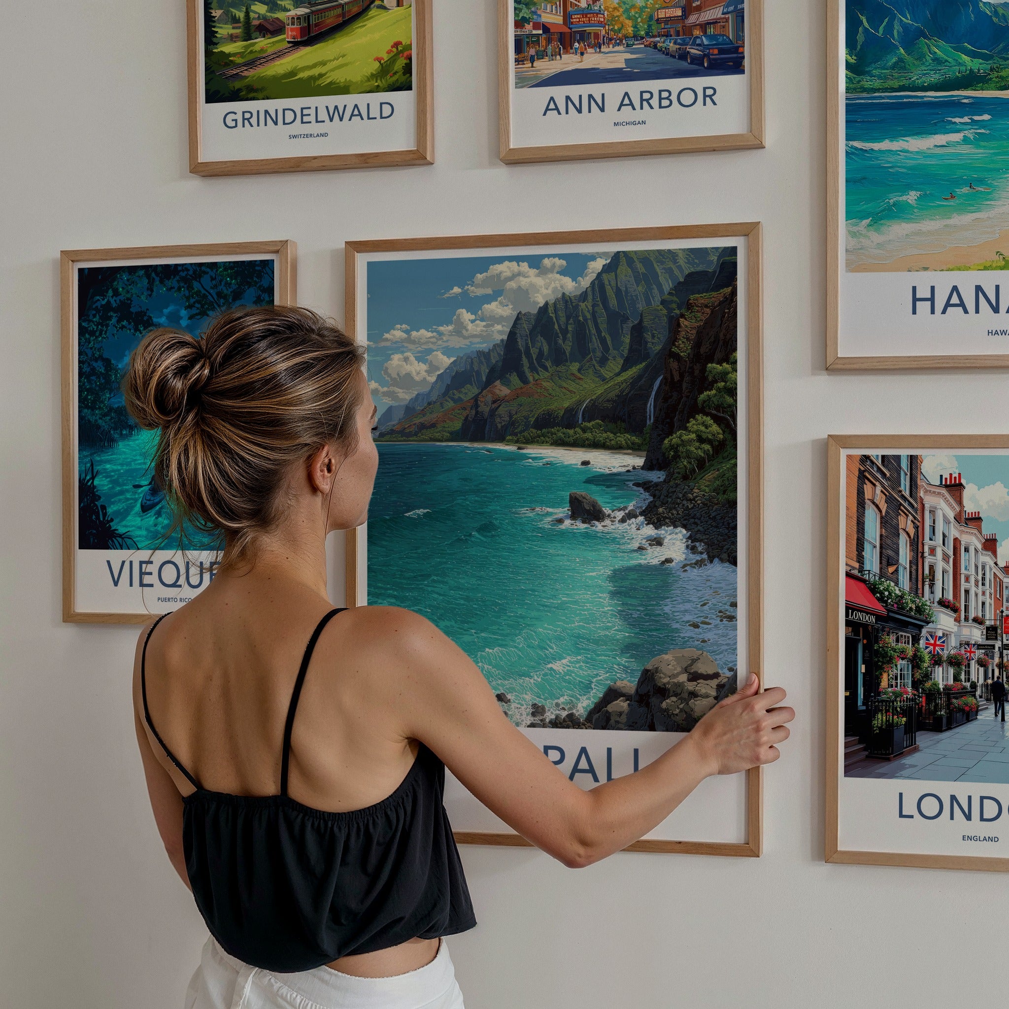 Na Pali Poster - Hawaii Wall Art - Lush Green Mountains Wall Decor